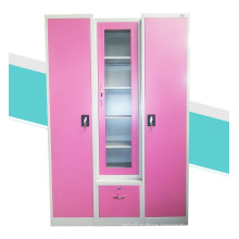 three door knock down metal wardrobe, india steel almirah